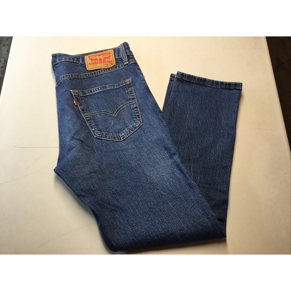 Mens Levis 511 Jeans Sz 34x30 Slim Fit Blue Wash